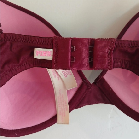Victoria's Secret T Shirt Bra Size 32D Marroon Lightly Lined Underwire - Picture 3 of 8